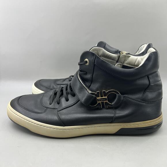 Salvatore Ferragamo Nayon Gancio Shoes Men Size 15 D Black High Strap Sneakers main image 7